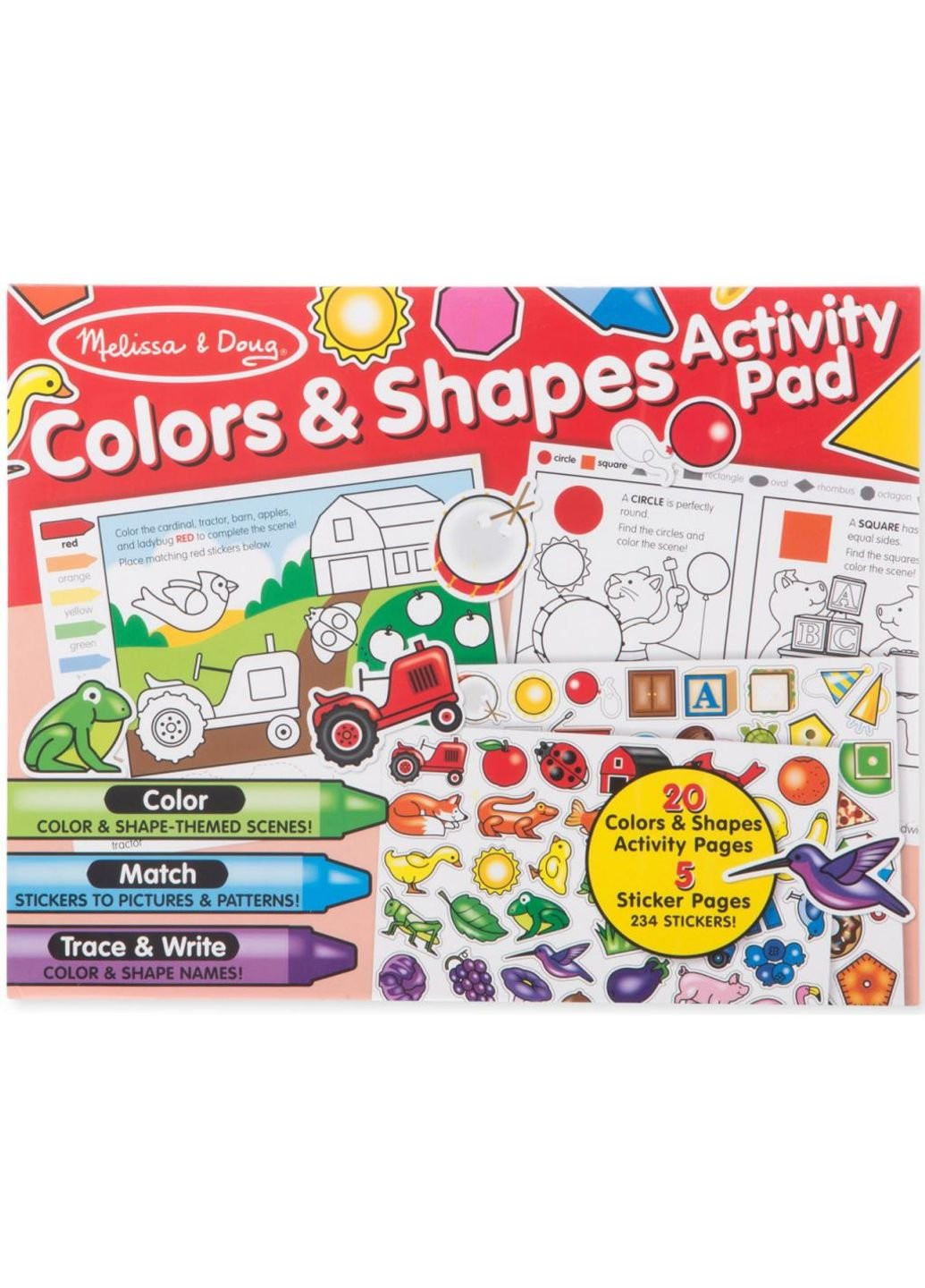 Набір для творчості Альбом розмальовок-наклейок Кольори та фігури (MD8564) Melissa&Doug (249598860)
