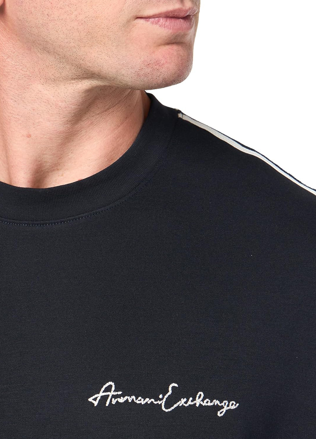 Синий свитшот Armani Exchange полоска вышивка (302688657)