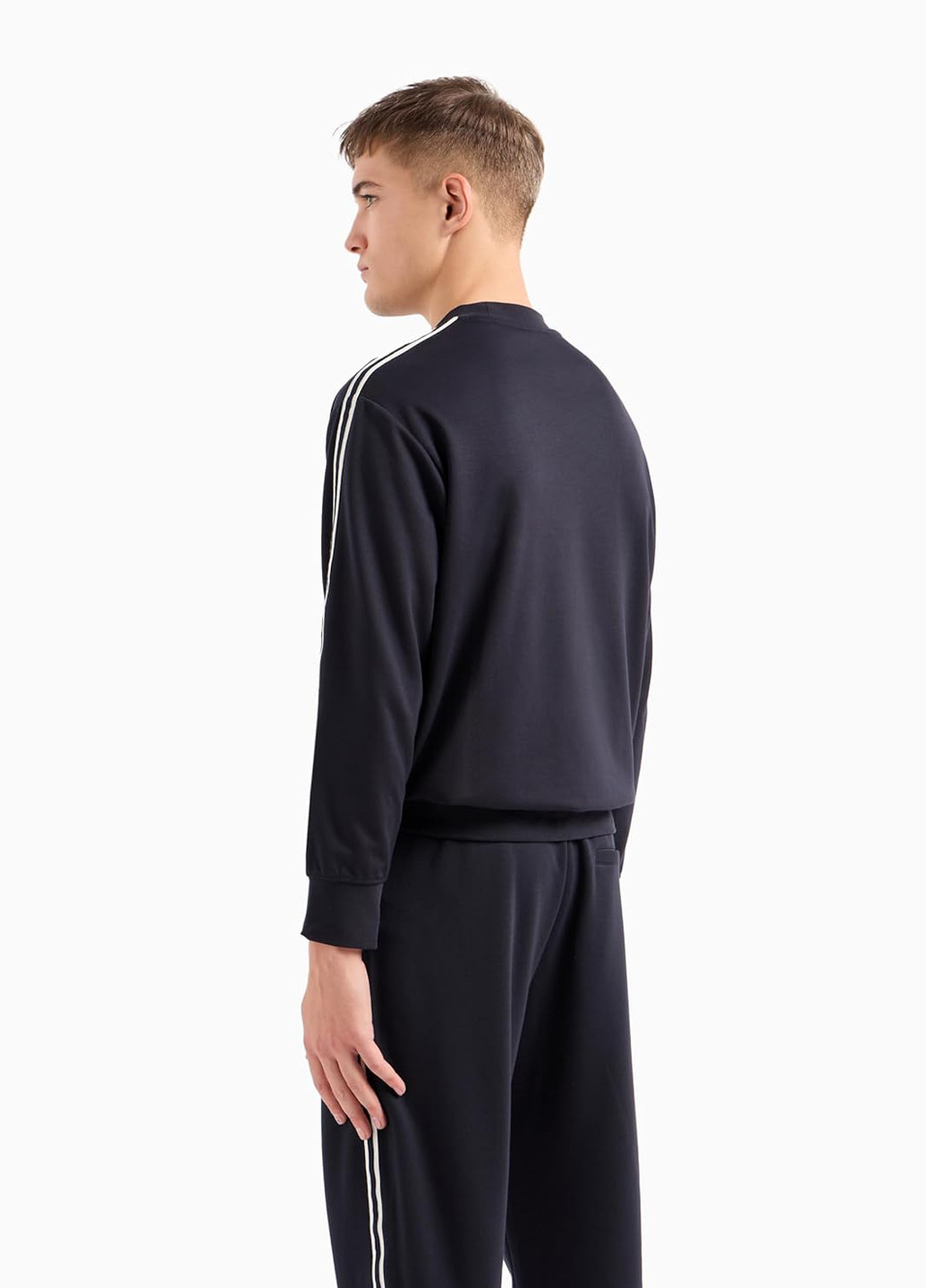 Синий свитшот Armani Exchange полоска вышивка (302688657)