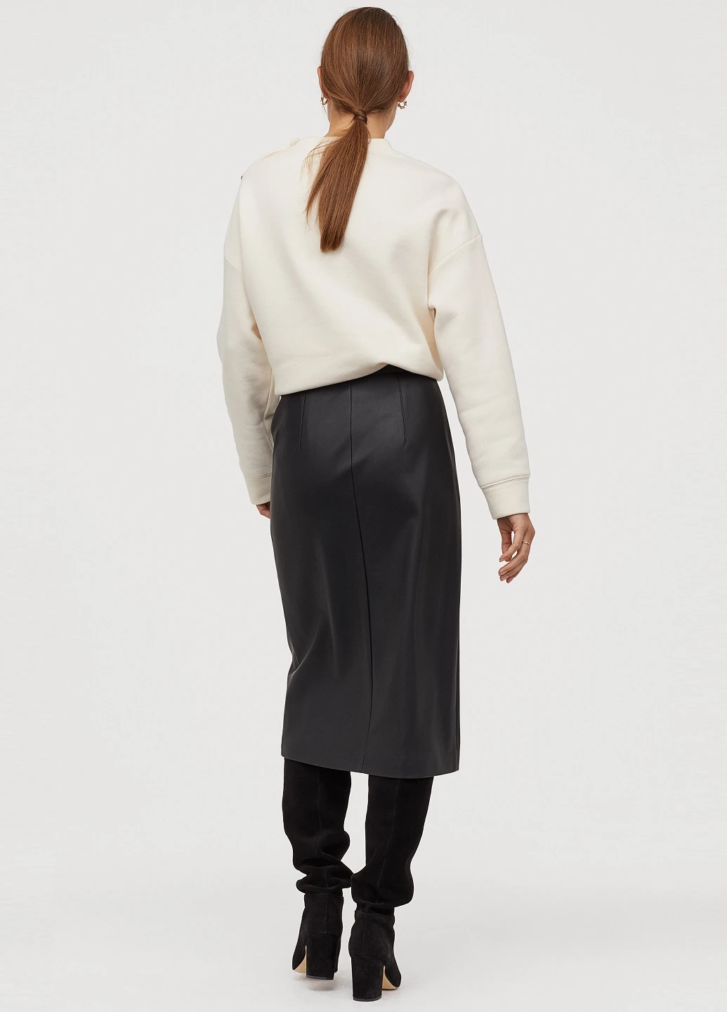 Черная однотонная юбка из искусственной кожи H&M