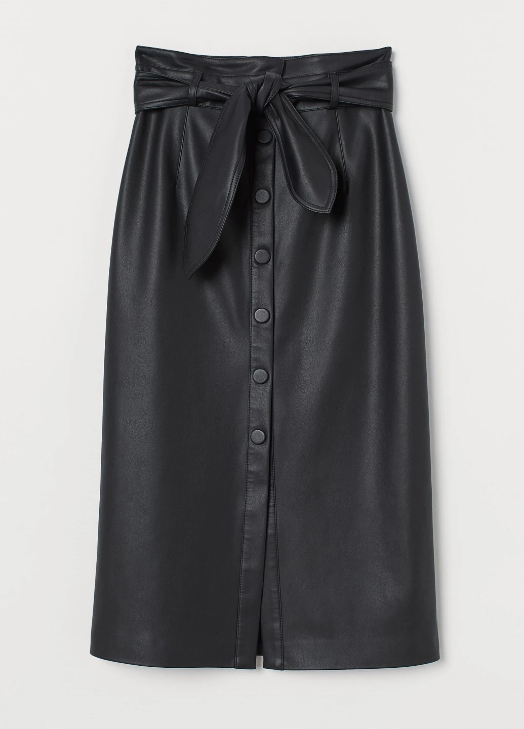 Черная однотонная юбка из искусственной кожи H&M