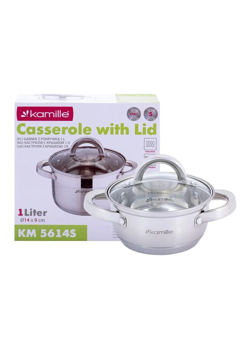 Каструля KM-5614S 1 л 14 см Kamille (253630066)