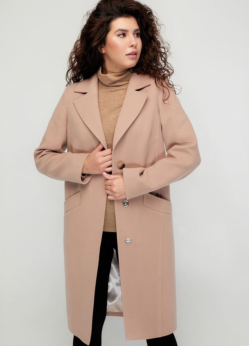 Светло-коричневое демисезонное Пальто однобортное Miledi