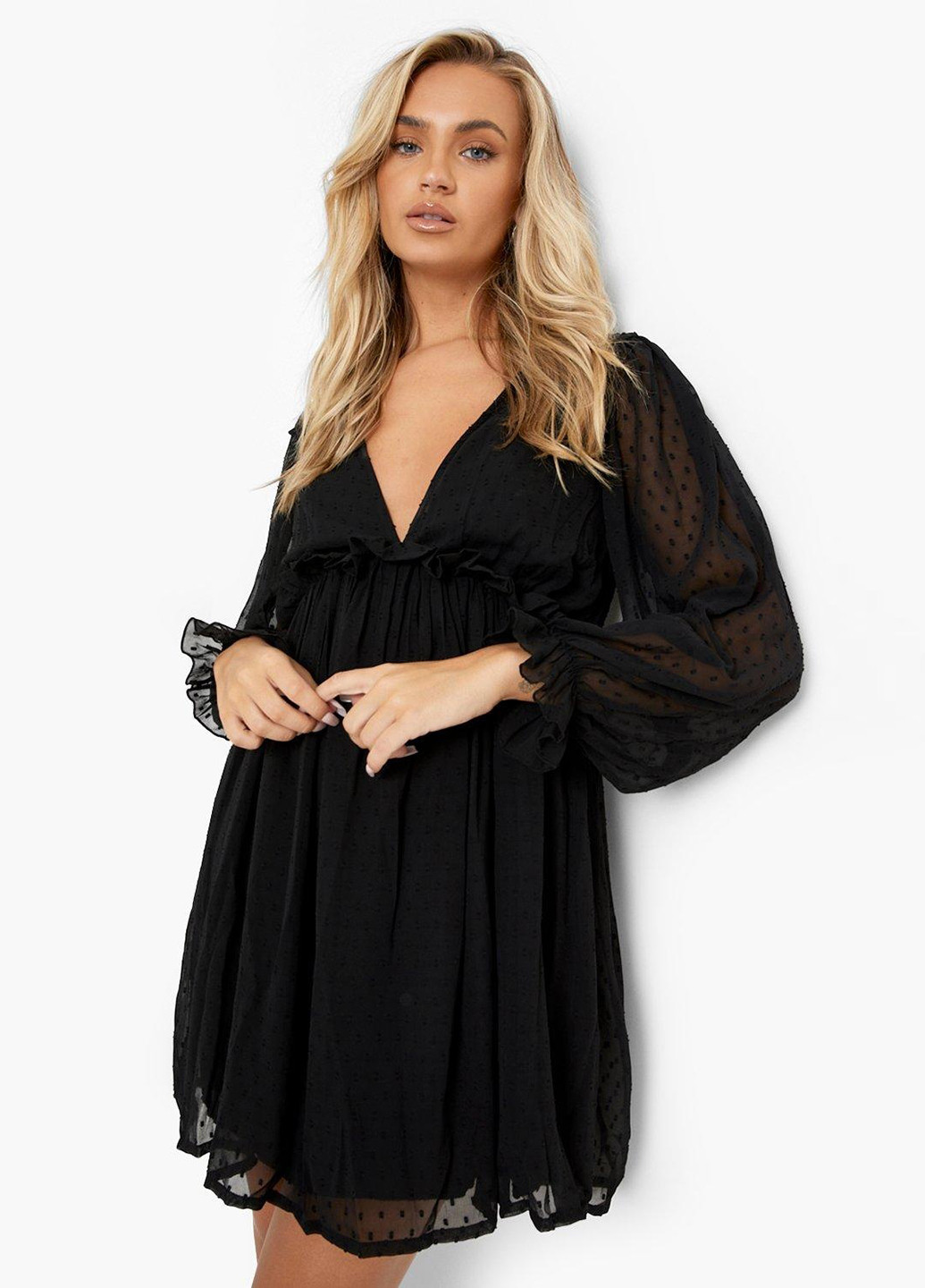 Чорна кежуал плаття, сукня в стилі армпір Boohoo однотонна