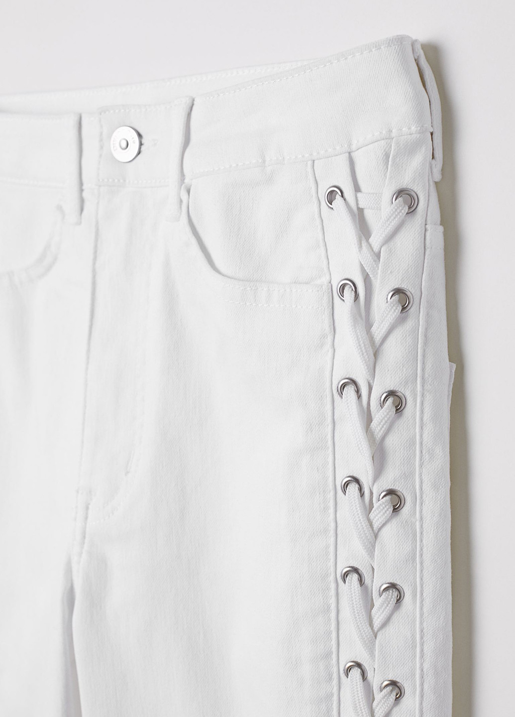 Белые кэжуал летние зауженные брюки H&M
