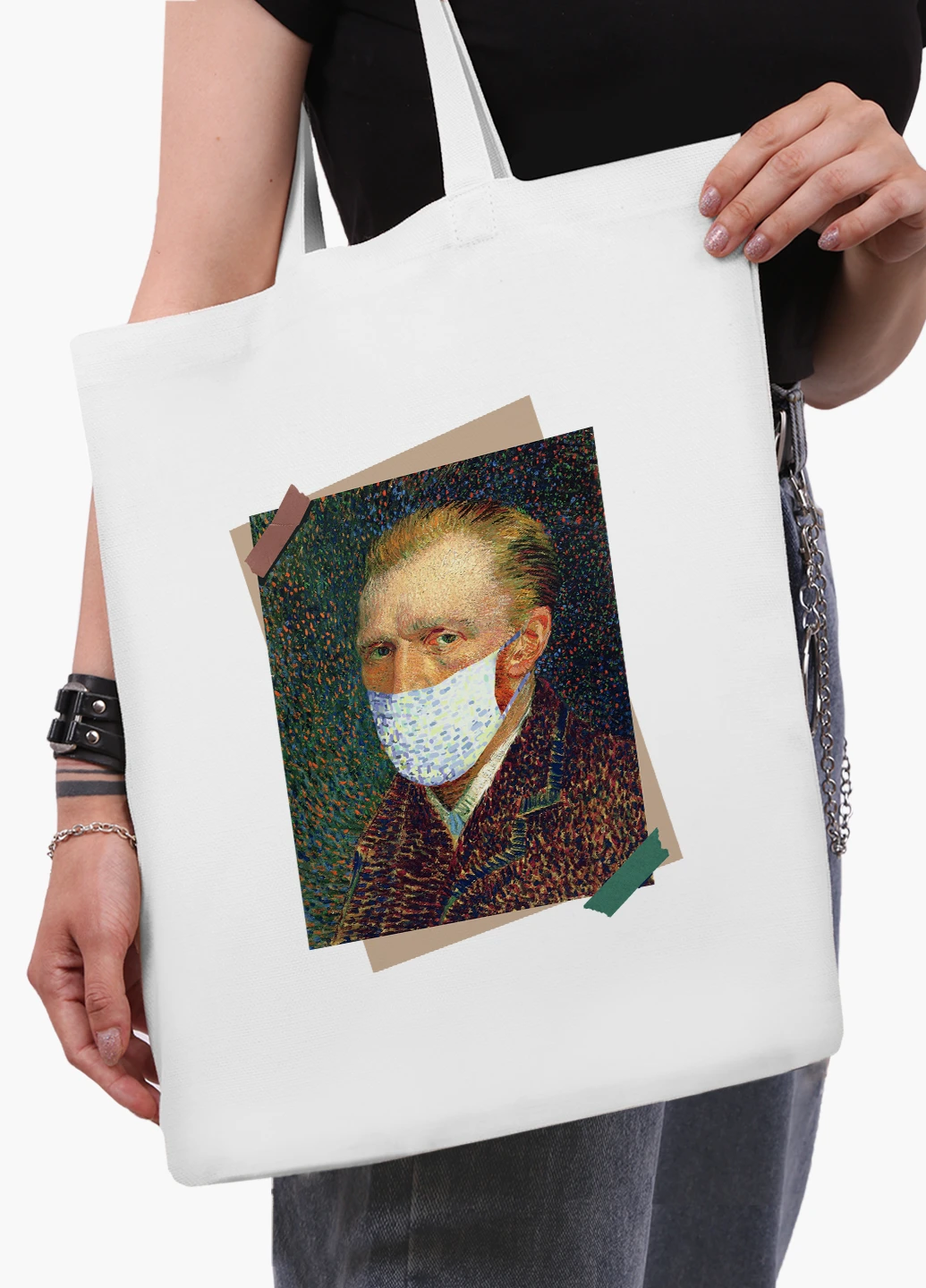 Эко сумка шоппер белая Винсент Ван Гог Карантин (Vincent Van Gogh Quarantine) (9227-1415-WT2) Еко сумка шоппер біла 41*35 см MobiPrint (219124406)
