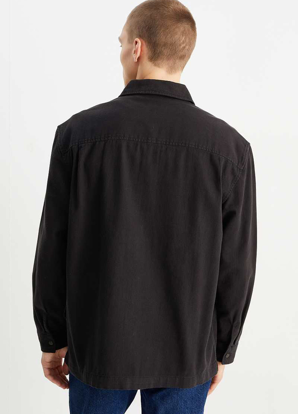 Черная кэжуал рубашка однотонная C&A