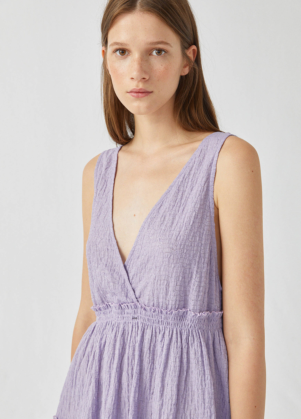 Фіолетова кежуал сукня кльош, на запах Pull & Bear однотонна