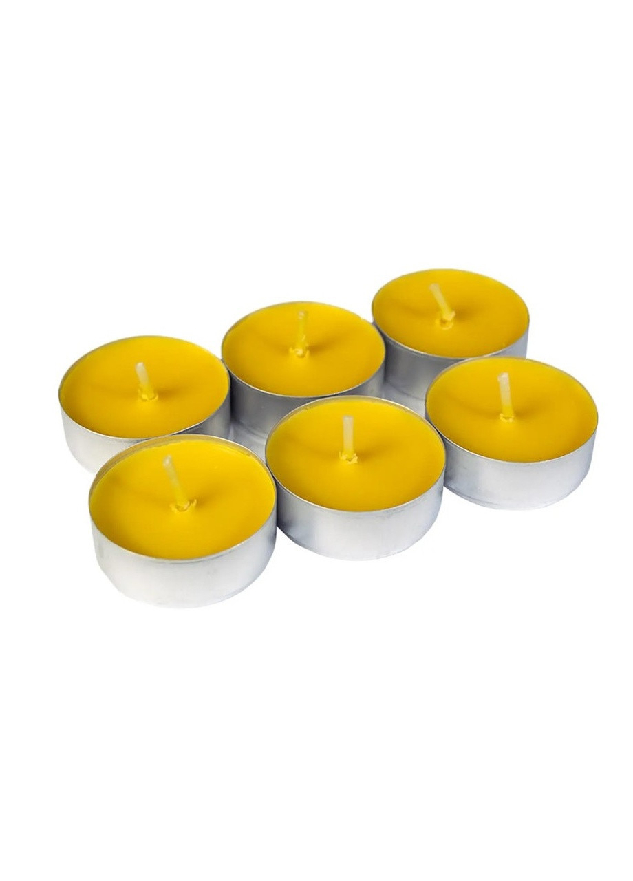 Аромасвічки чайні набір 6 штук ВАНІЛЬ-АПЕЛЬСИН, свічки плаваючі господарські столові парафінові круглі для дому, свічка воскова No Brand (255371540)