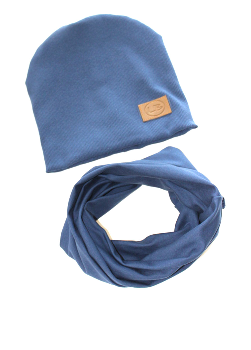 Синий демисезонный комплект (шапка, шарф-снуд) Little Bunny