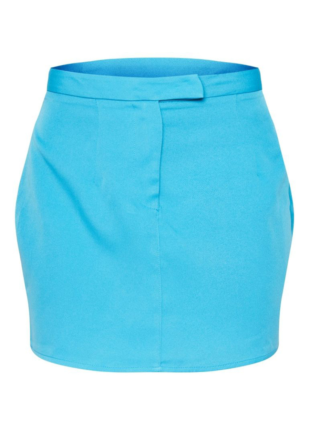 Голубая офисная, кэжуал однотонная юбка PrettyLittleThing а-силуэта (трапеция)