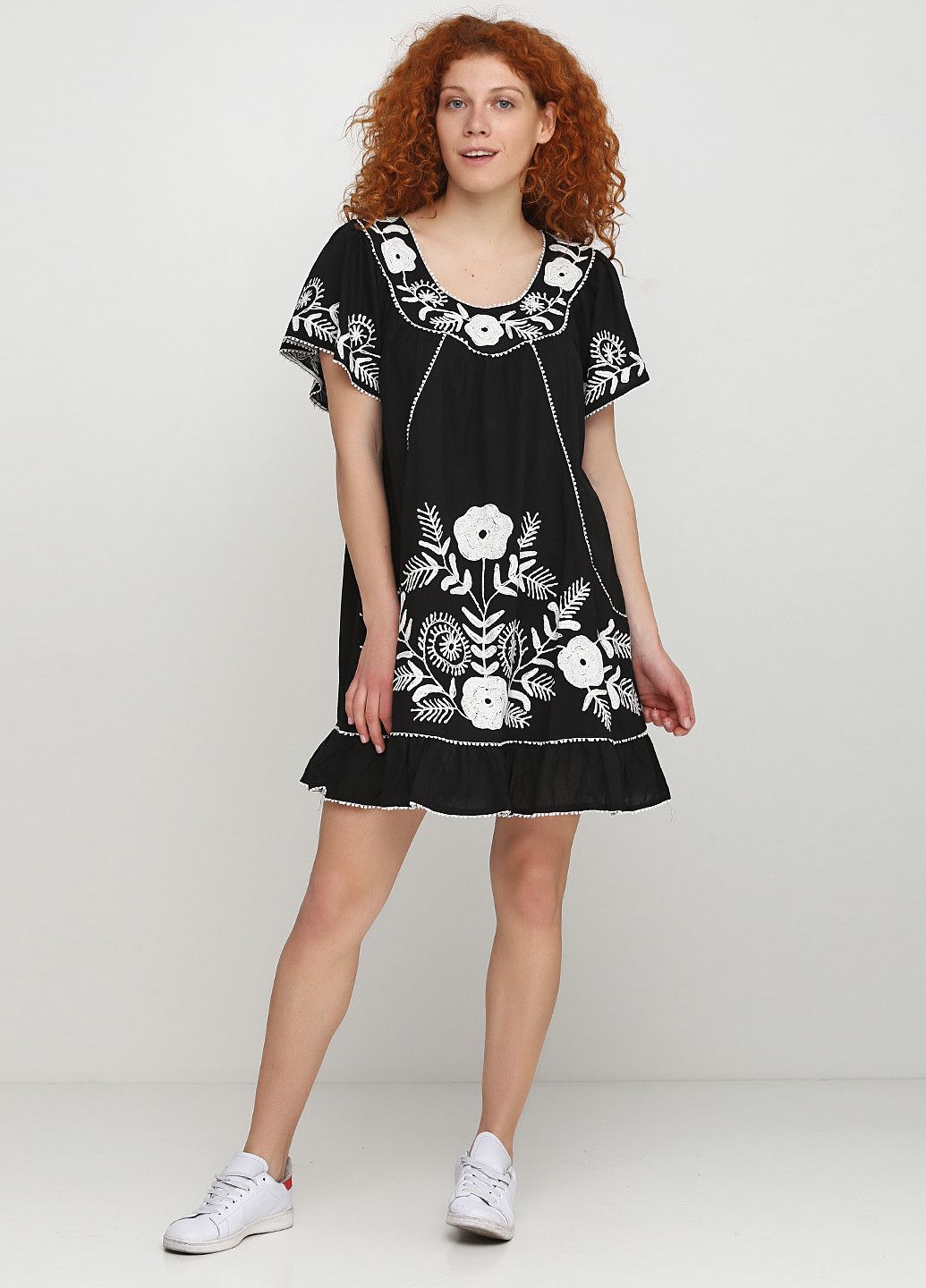 Чорна кежуал сукня кльош Sunlight з квітковим принтом