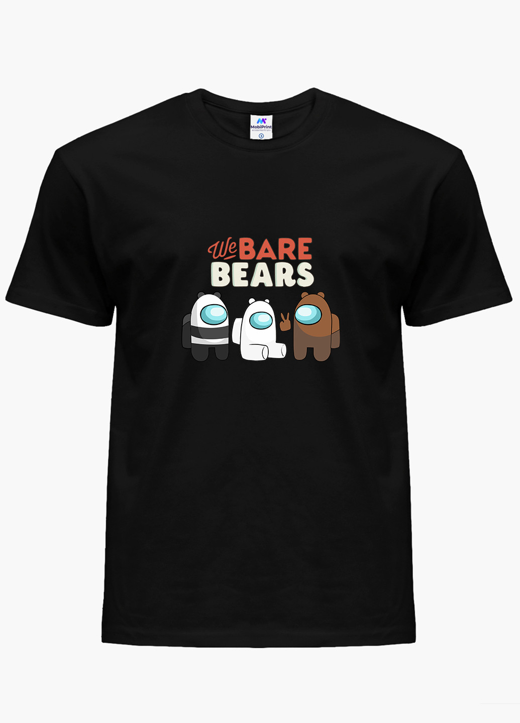 Чорна демісезонна футболка дитяча вся правда про ведмедів (we bare bears) (9224-2668) MobiPrint