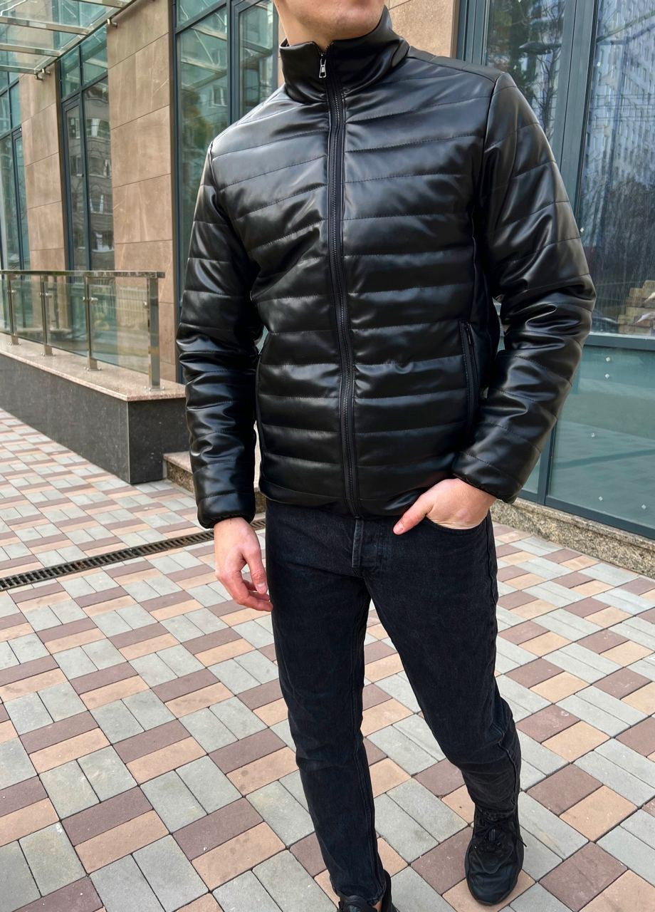 Чорна демісезонна стильна чоловіча куртка No Brand