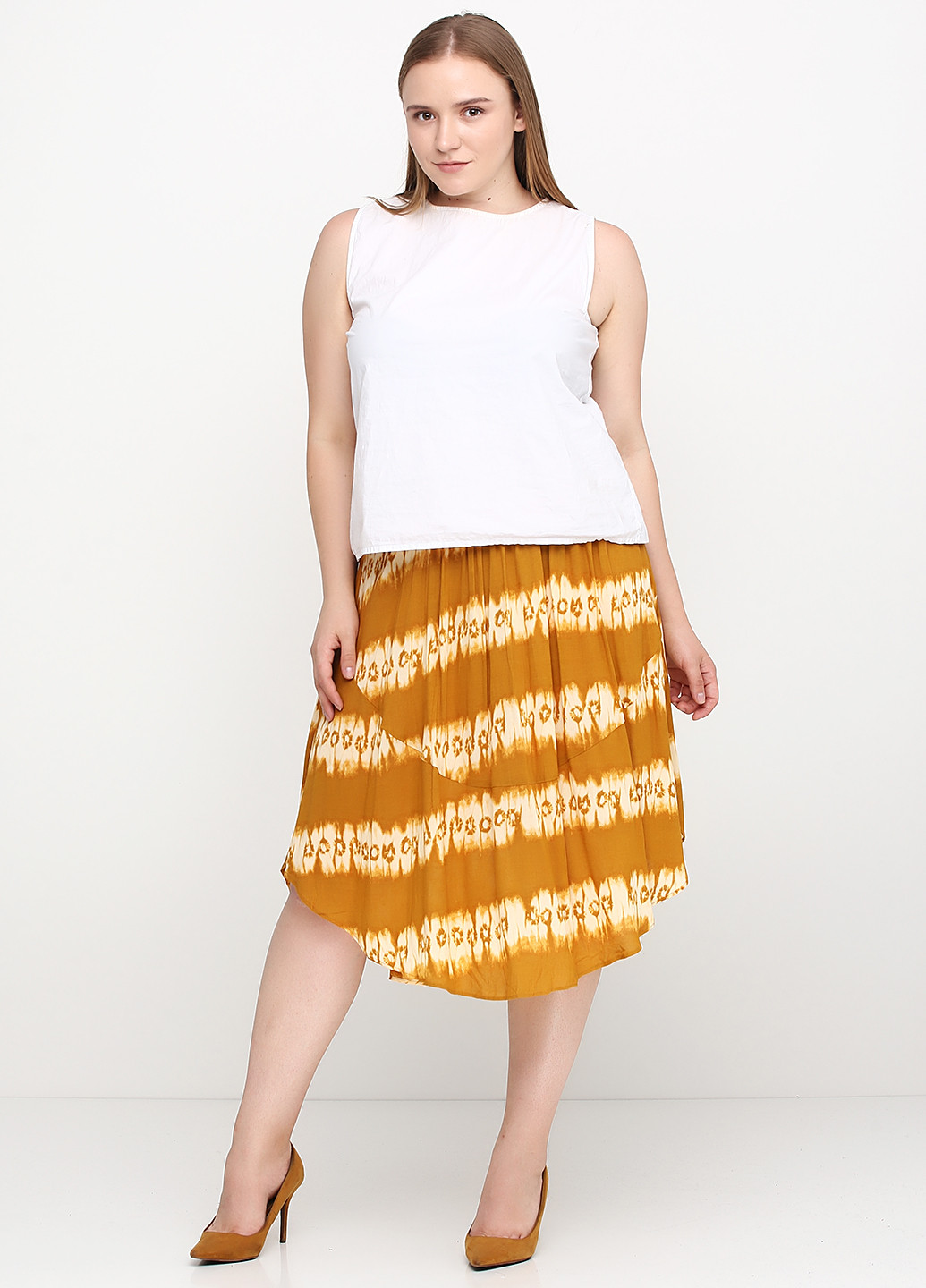 Горчичная кэжуал с абстрактным узором юбка H&M макси