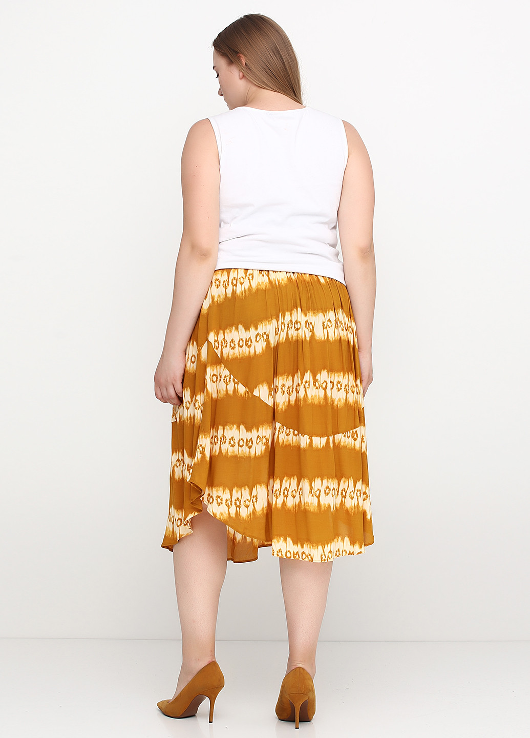 Горчичная кэжуал с абстрактным узором юбка H&M макси