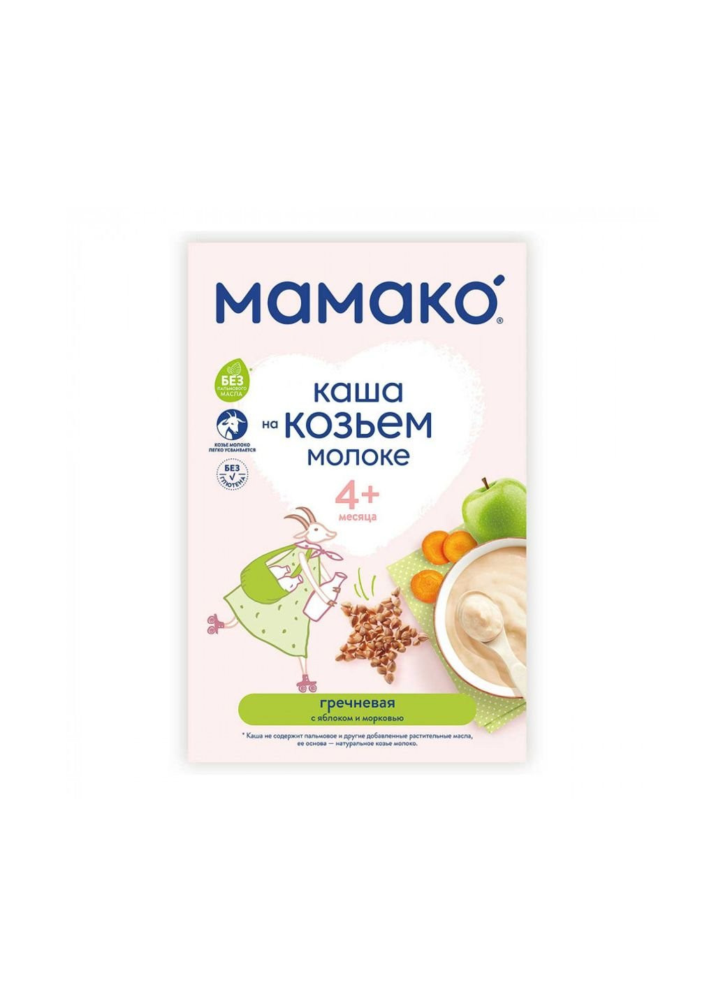 Дитяча каша молочна гречана з яблуком та морквою на козячому молоці 200 (1105400) MAMAKO (254084535)
