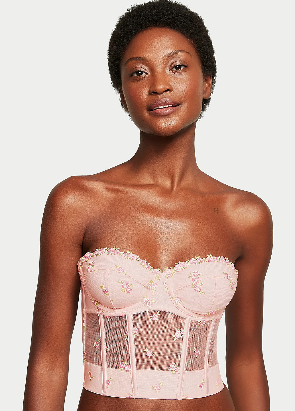 Светло-розовый демисезонный комплект (бюстье, трусики) Victoria's Secret