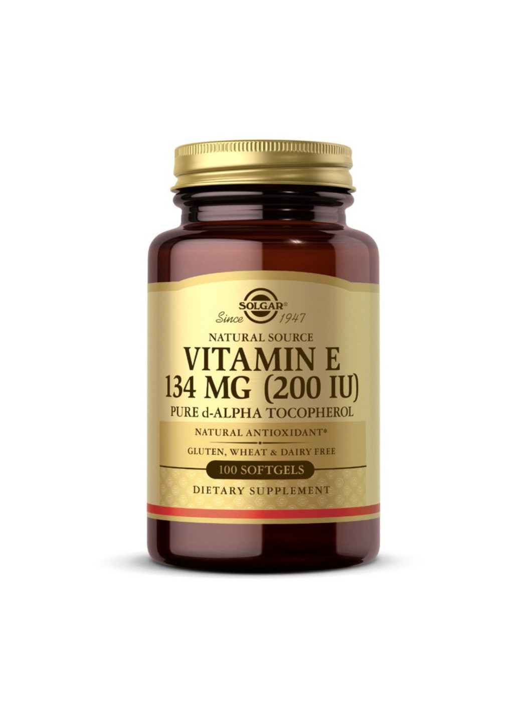Витамин Е Vitamin E 134 mg 200 IU naturally sourced 100 капсул Solgar (255407501)