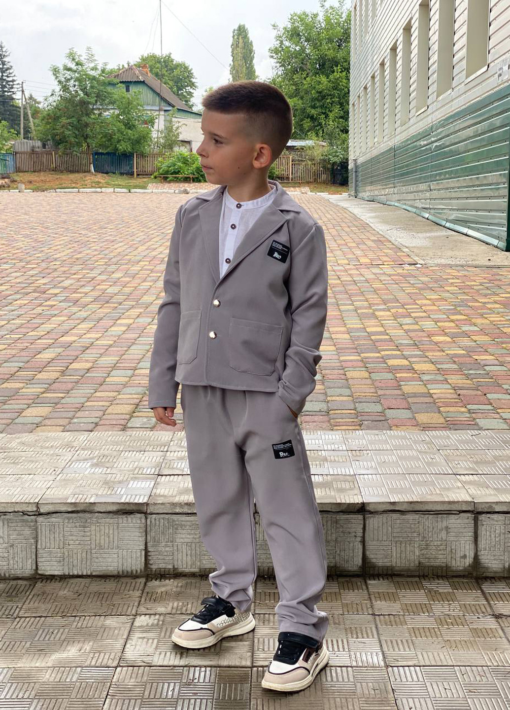 Сірий демісезонний костюм (піджак, штани) брючний BRAZERS