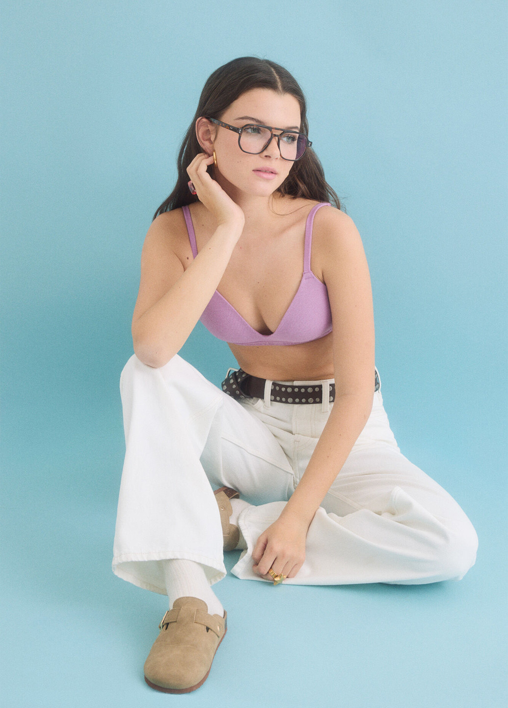 Сиреневый балконет бюстгальтер Hi&Bye без косточек хлопок