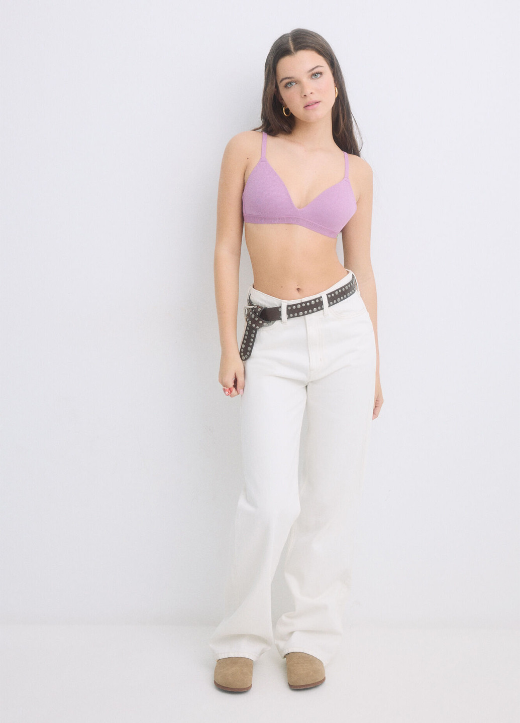 Сиреневый балконет бюстгальтер Hi&Bye без косточек хлопок