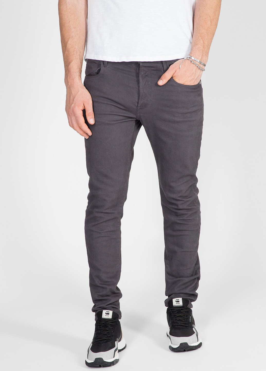 Серые демисезонные зауженные джинсы G-Star Raw