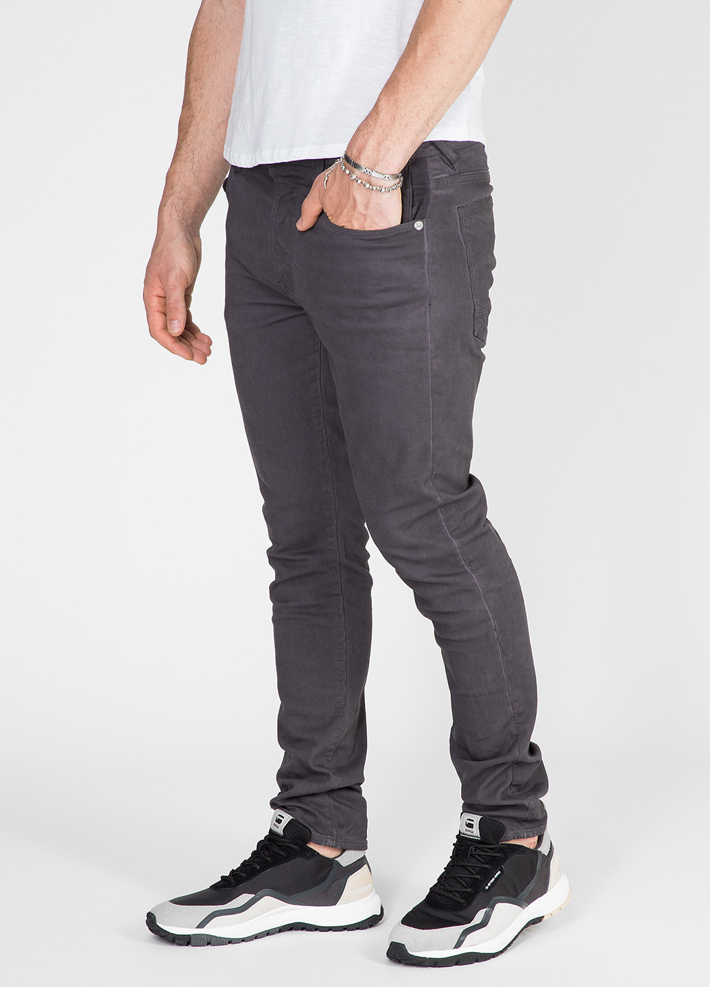 Серые демисезонные зауженные джинсы G-Star Raw