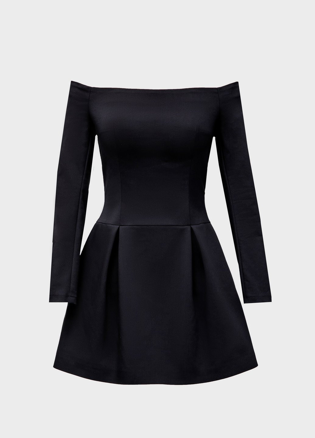 Черное кэжуал, коктейльное платье клеш, колокол, с открытыми плечами Gepur однотонное