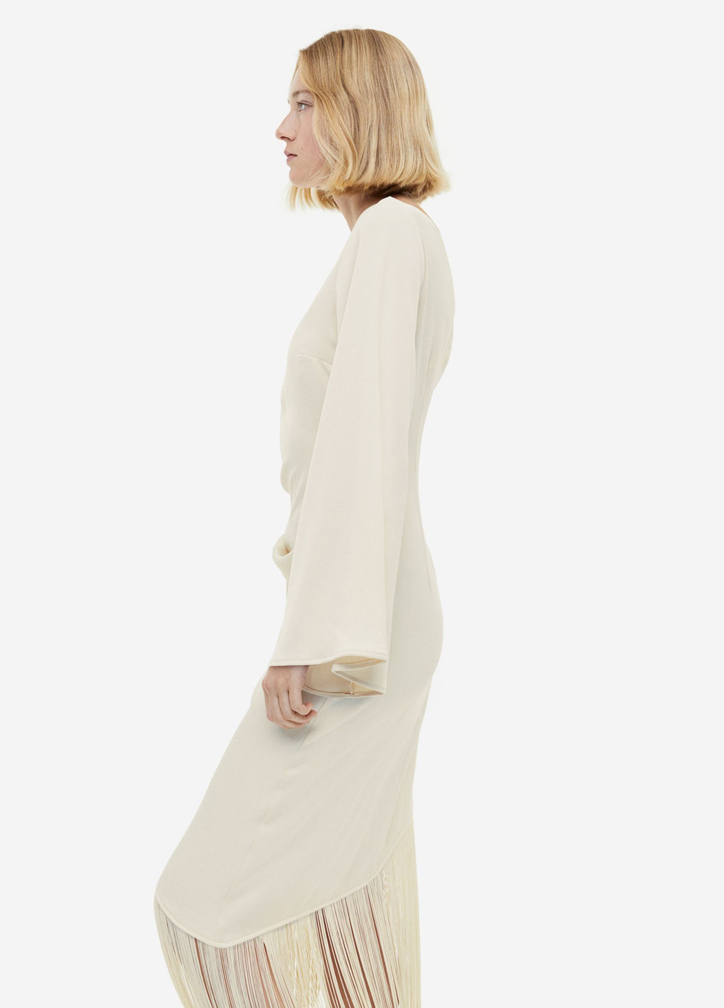 Светло-бежевое кэжуал платье на одно плечо H&M однотонное