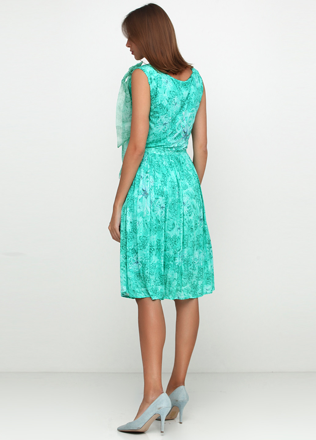 Бирюзовое кэжуал платье Roberto Cavalli с абстрактным узором