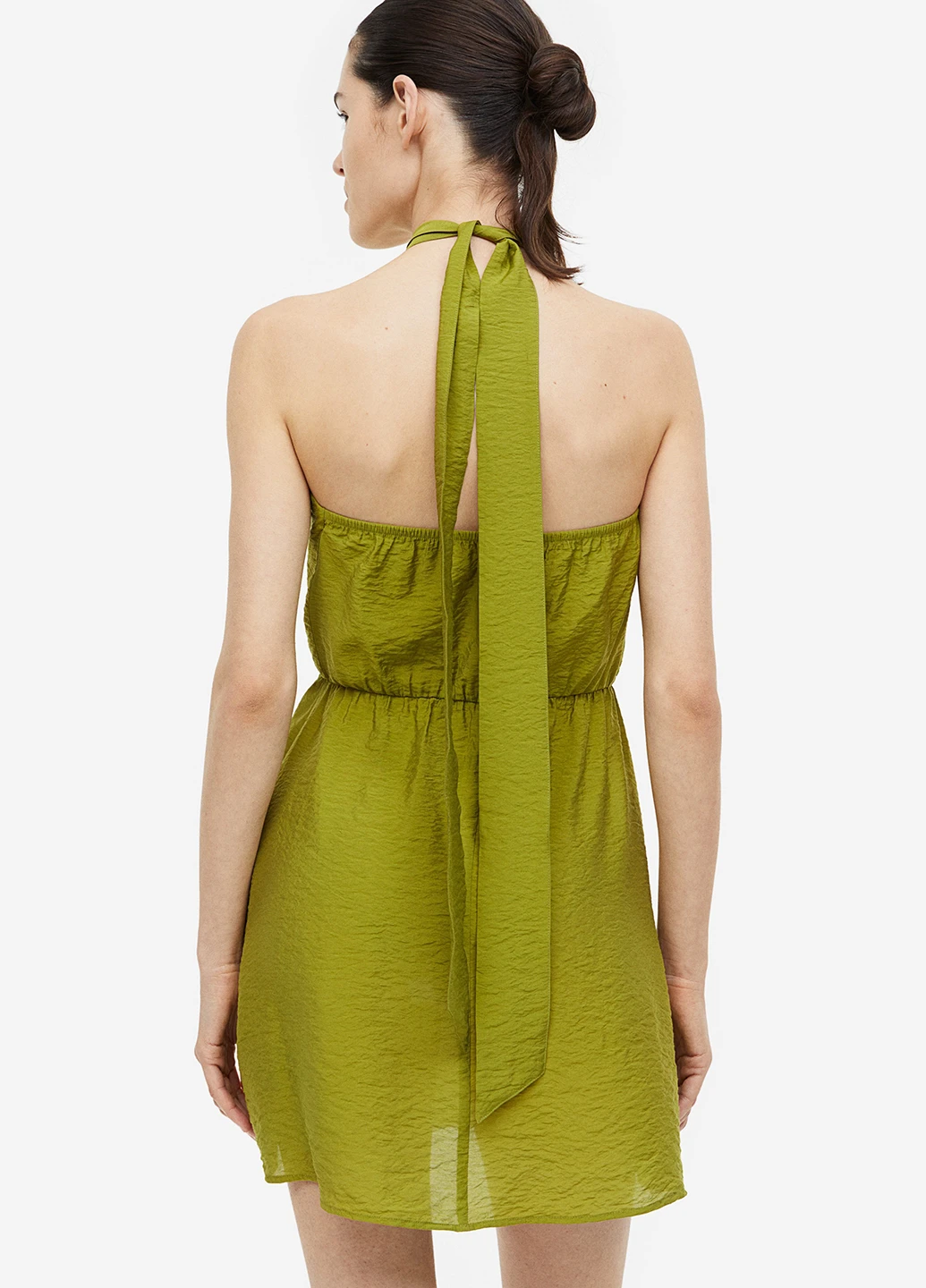 Оливковое кэжуал платье H&M однотонное