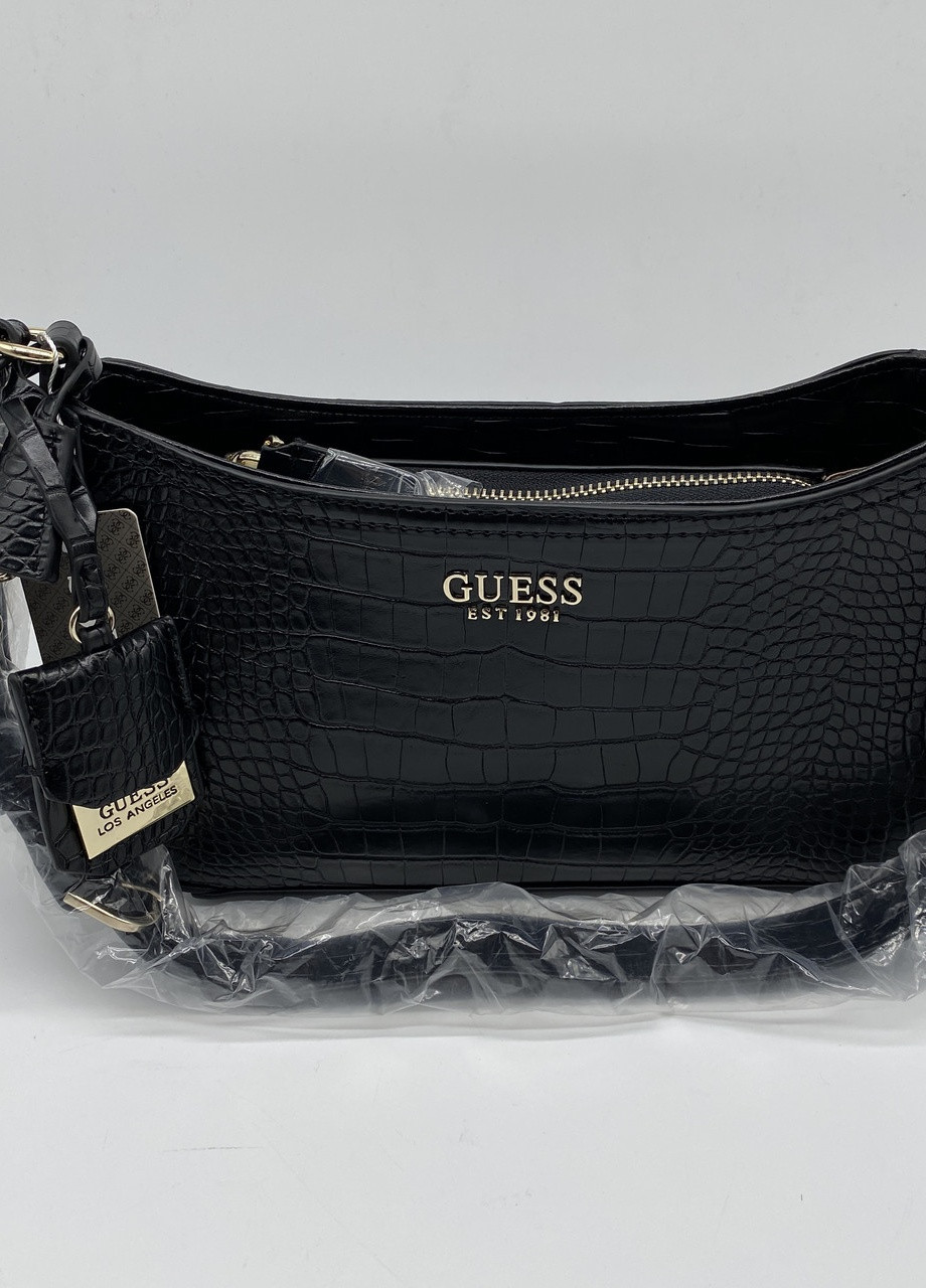 Жіноча сумка GUESS VG797919 багет через плече рептилія крокодил чорна NoName (251204163)