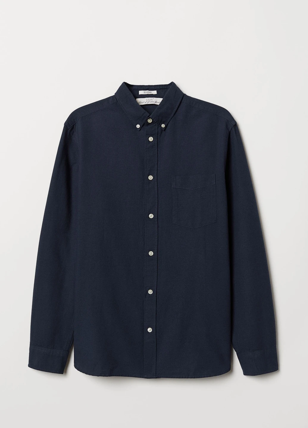 Темно-синяя рубашка однотонная H&M