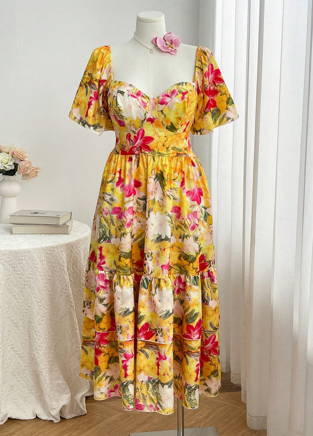 Жовтий кежуал сукня SHEIN з квітковим принтом