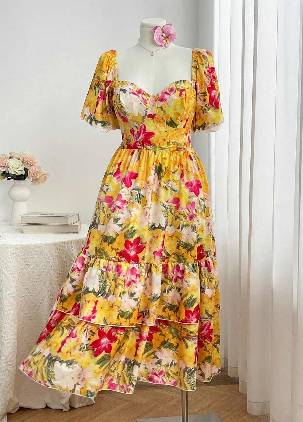 Жовтий кежуал сукня SHEIN з квітковим принтом