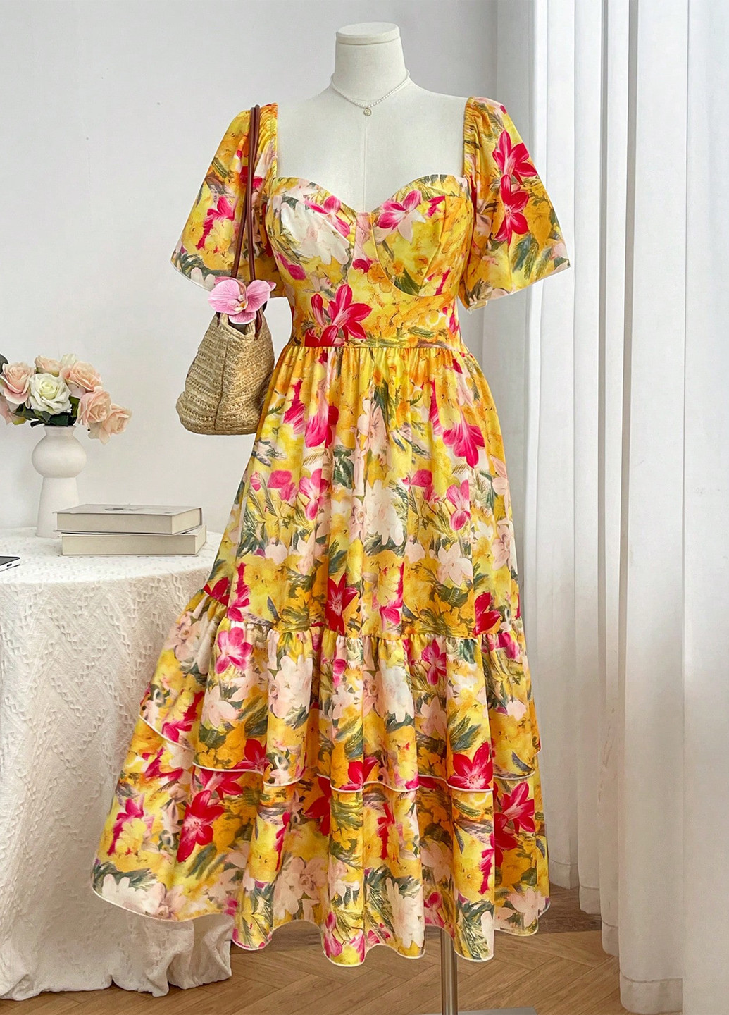 Жовтий кежуал сукня SHEIN з квітковим принтом