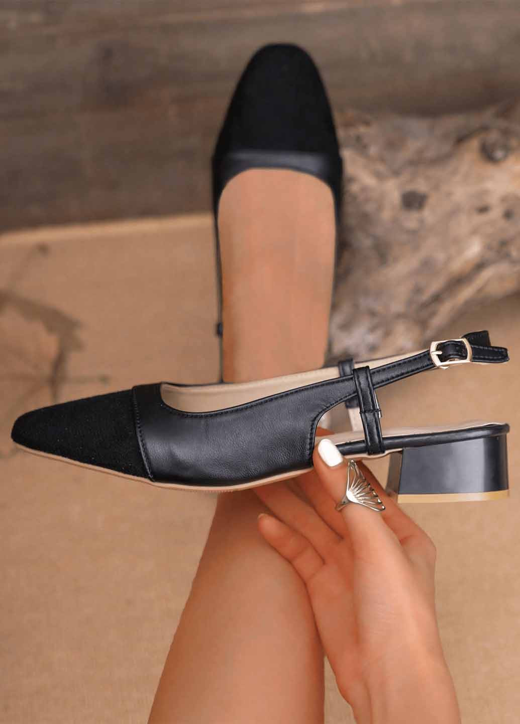 SHEIN Туфли слингбеки черный з искусственная кожа, текстиль, китай — лето (367005929)