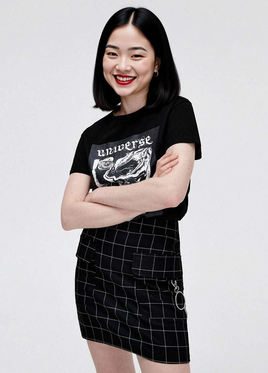 Черная кэжуал в клетку юбка Cropp