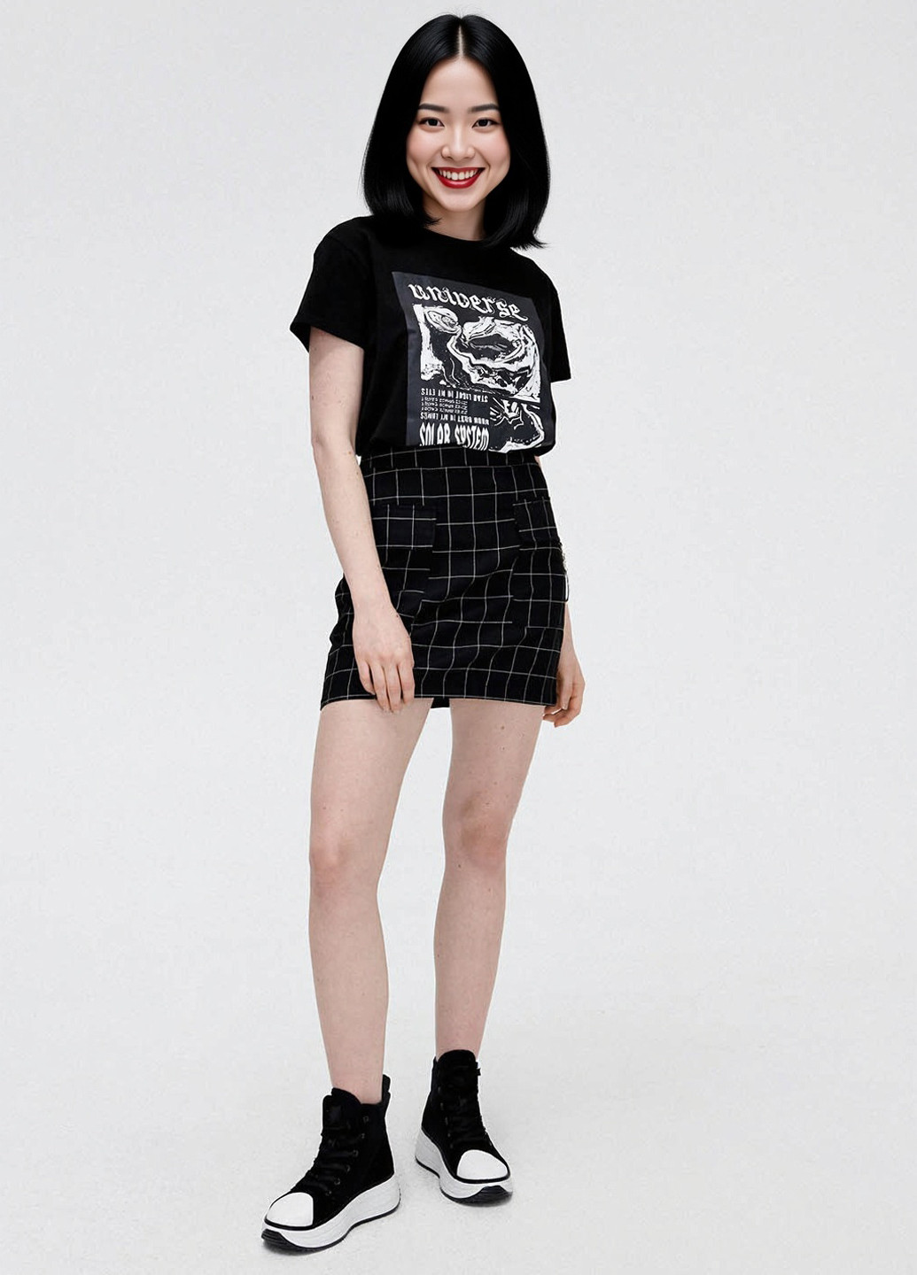 Черная кэжуал в клетку юбка Cropp