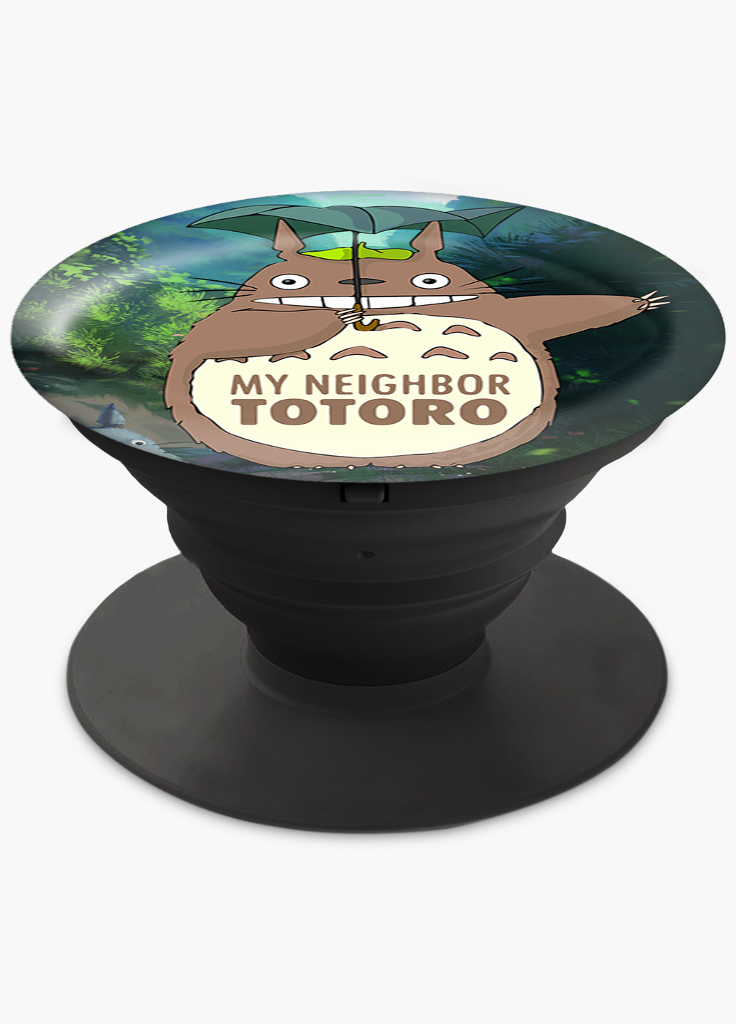 Попсокет (Popsockets) держатель для смартфона Мой сосед Тоторо (My Neighbor Totoro) (8754-2656) Черный MobiPrint (216836466)