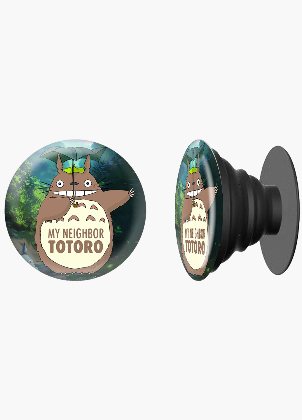 Попсокет (Popsockets) держатель для смартфона Мой сосед Тоторо (My Neighbor Totoro) (8754-2656) Черный MobiPrint (216836466)