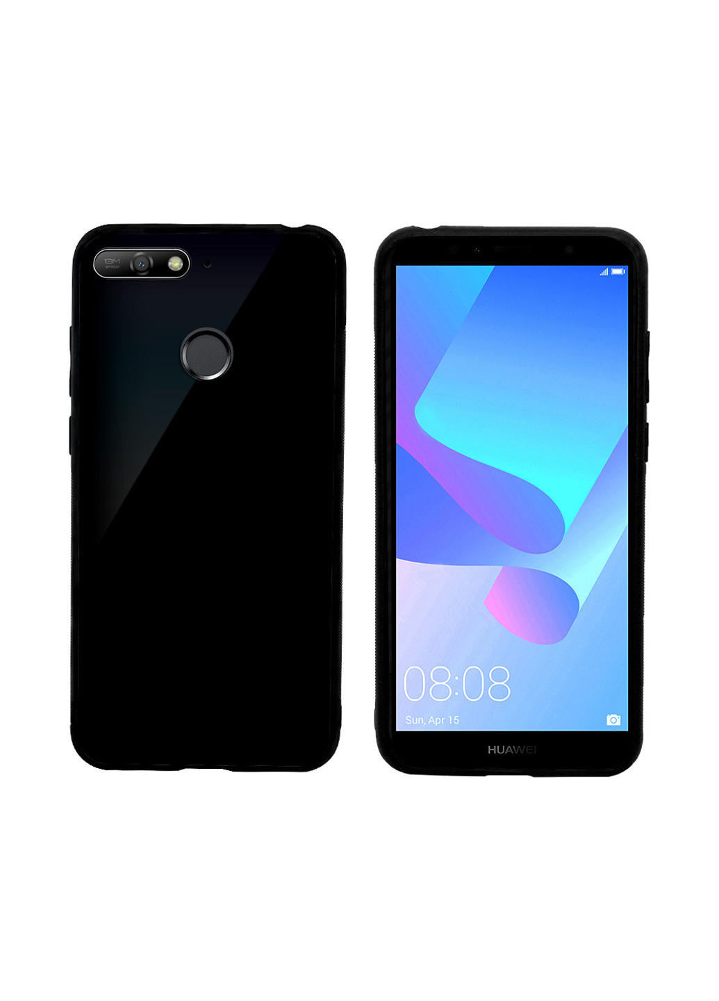Чохол (Real Glass) для Huawei Y6 2018 Prime (чорний) Intaleo для huawei y6 2018 prime (черный) (131340041)