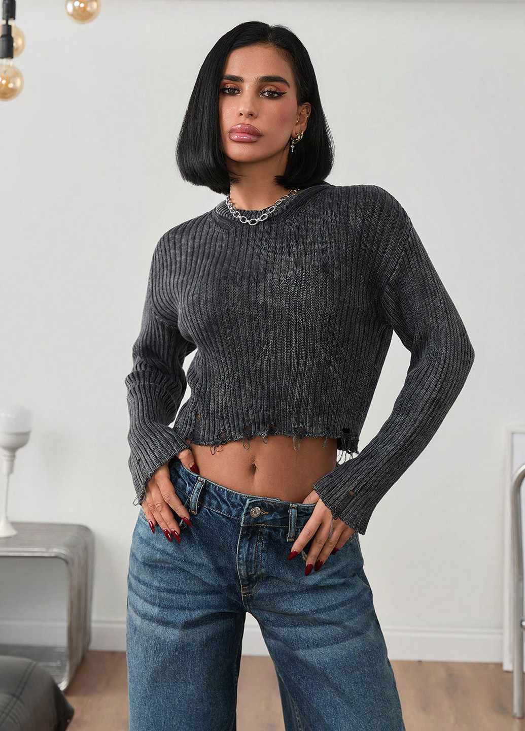 Темно-сірий демісезонний джемпер джемпер SHEIN