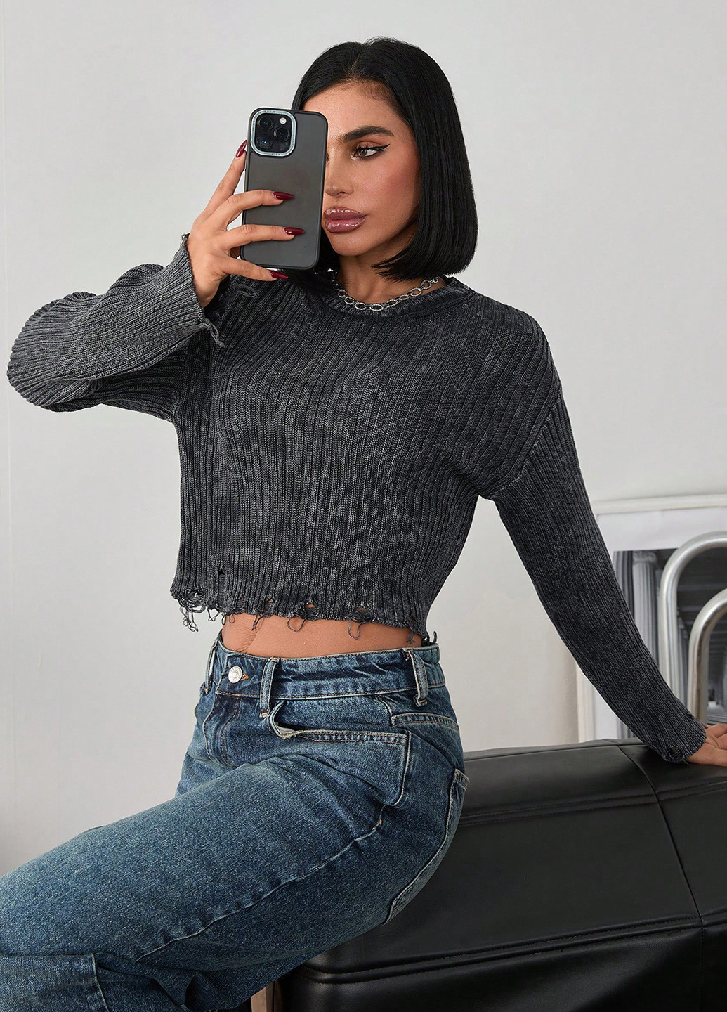 Темно-сірий демісезонний джемпер джемпер SHEIN