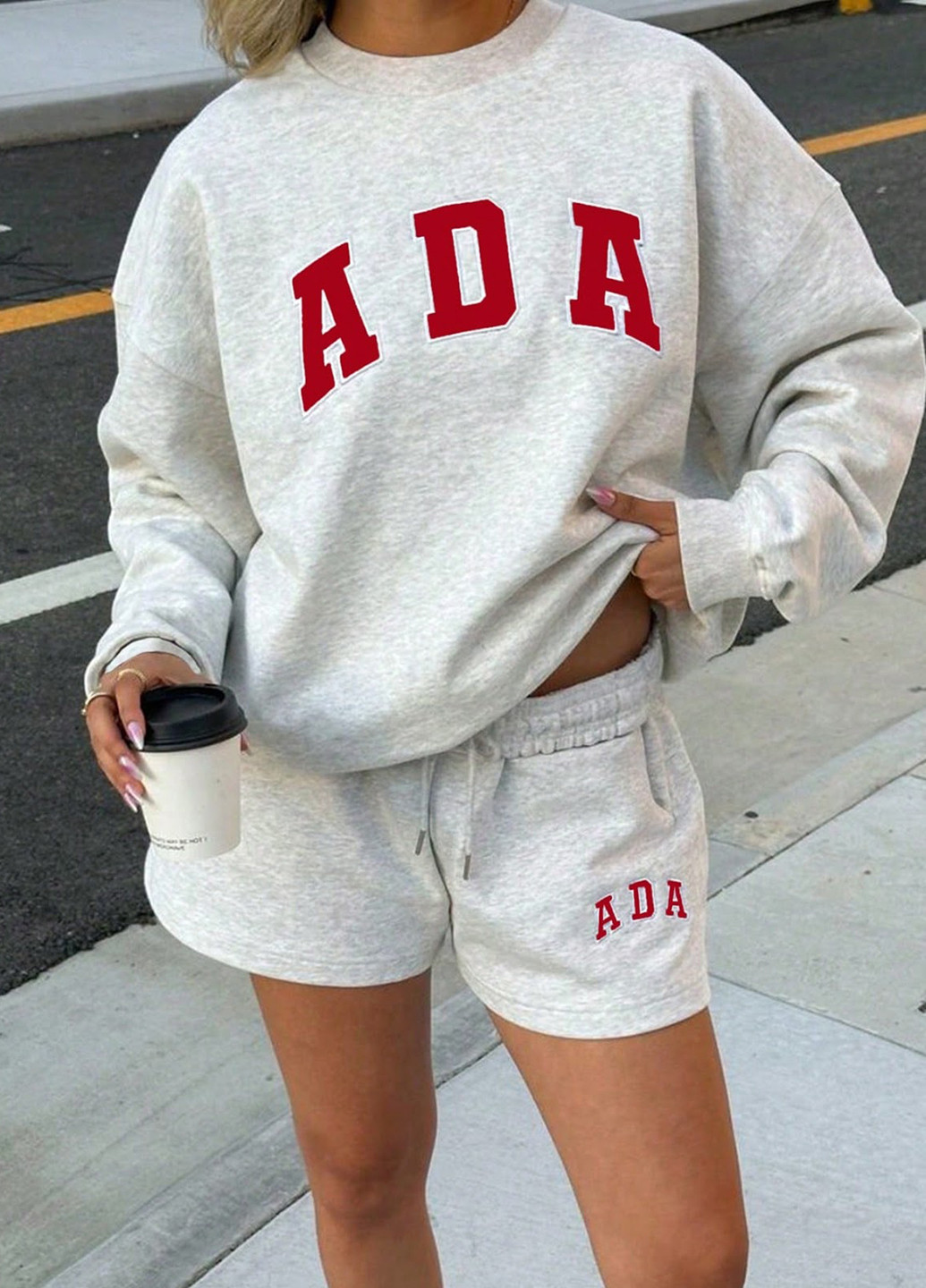 Світло-сірий світшот SHEIN напис без декору (323082108)