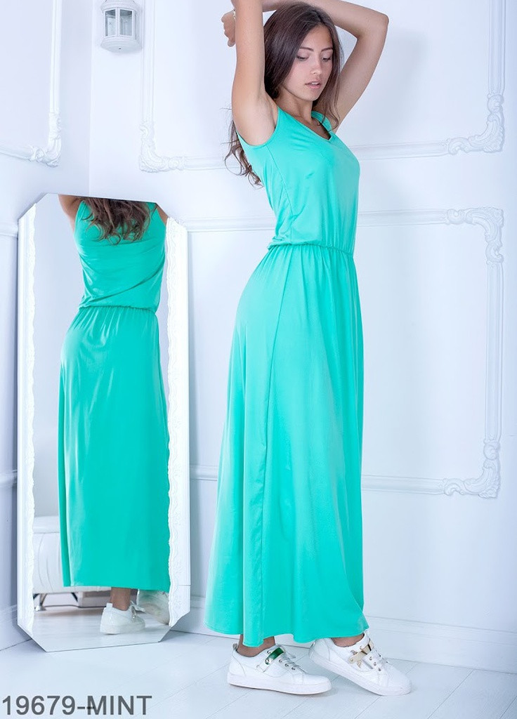 М'ятна кежуал легке вільне плаття-максі з гумкою по талії alessia Podium однотонна