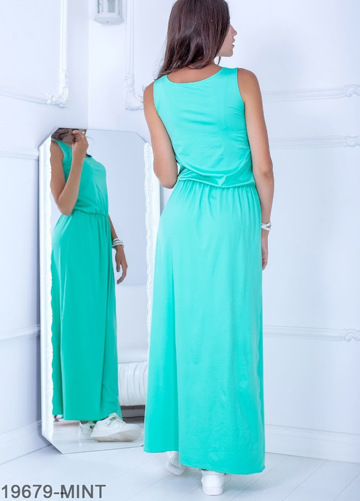М'ятна кежуал легке вільне плаття-максі з гумкою по талії alessia Podium однотонна