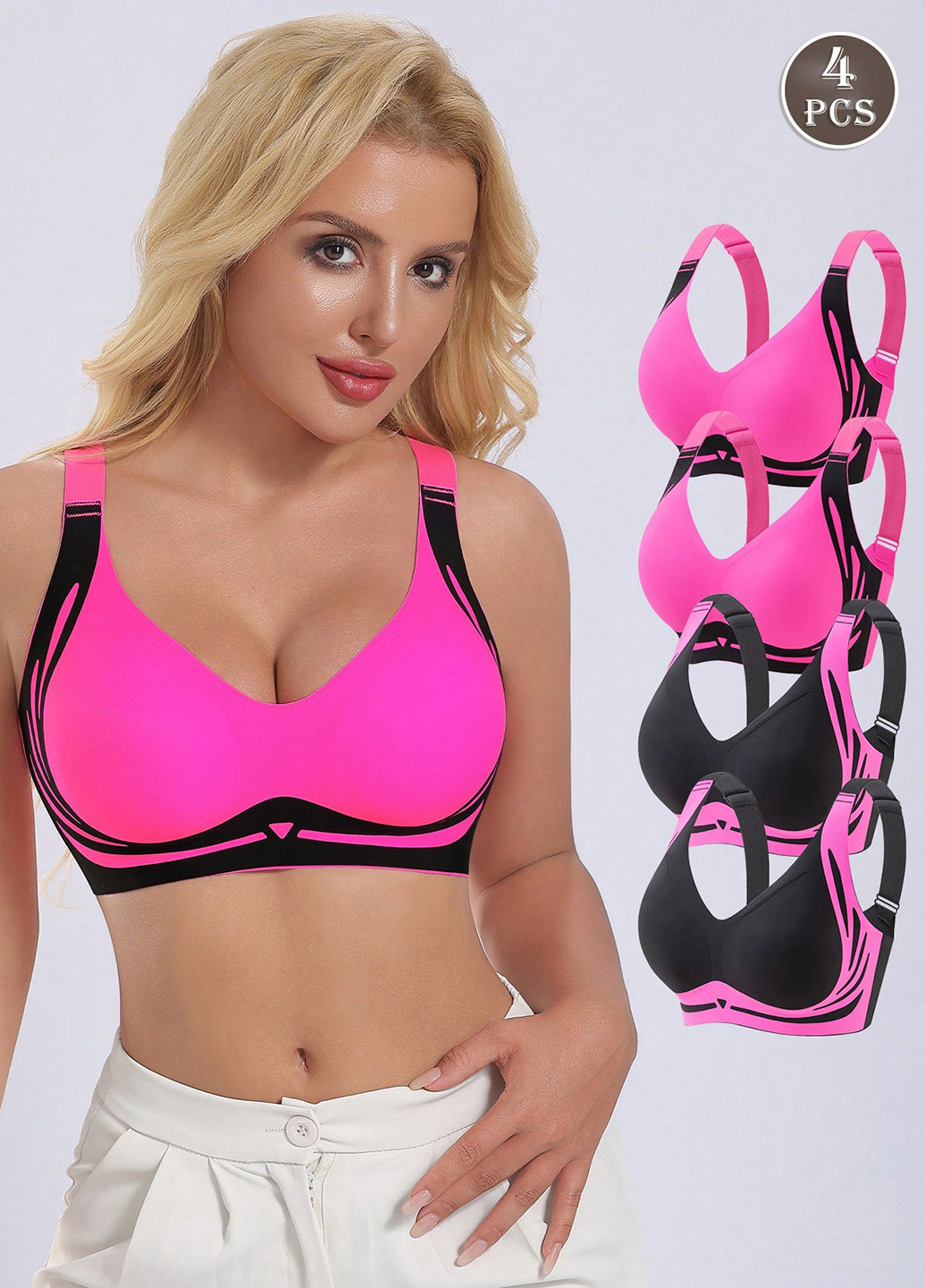 Комбинированный топ бюстгальтер (4 шт.) SHEIN без косточек полиамид