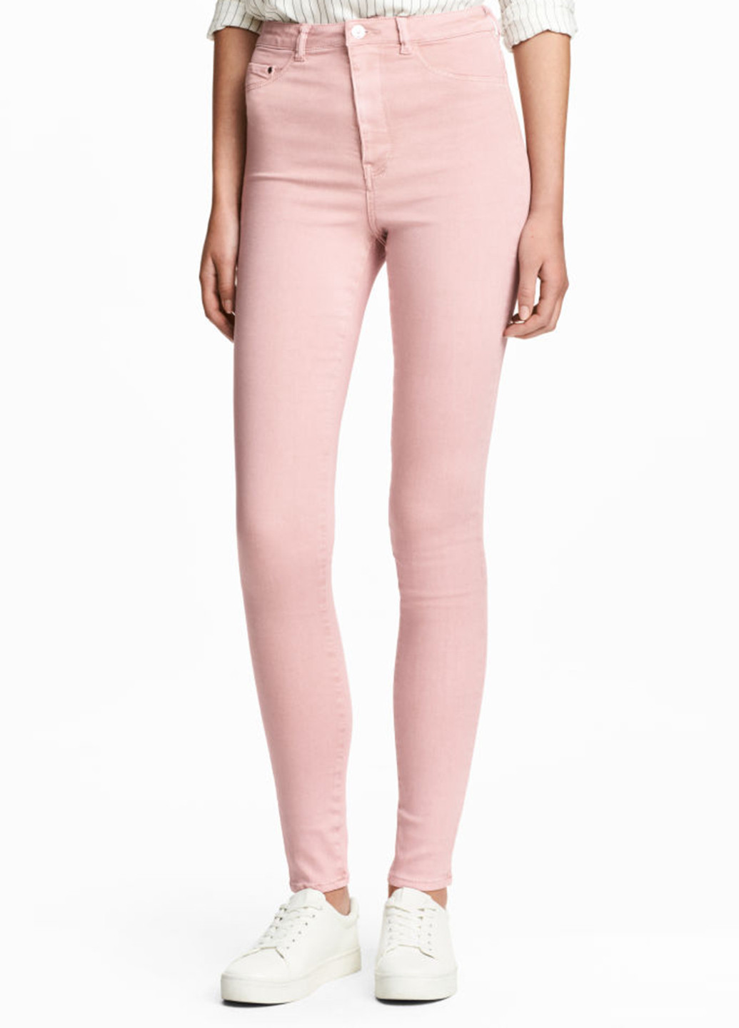 Светло-розовые демисезонные скинни джинсы H&M